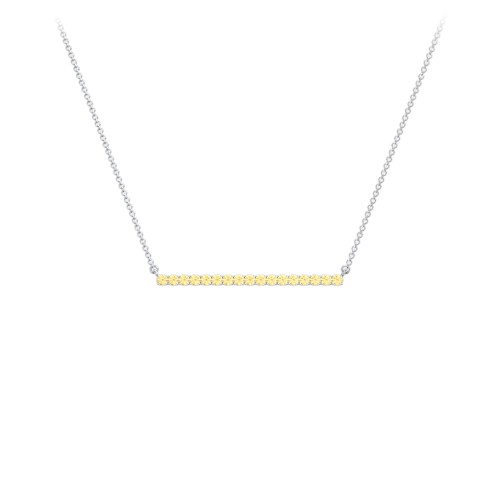 Gemstone Bar Pendant Necklace – Sterling Silver with Citrine
