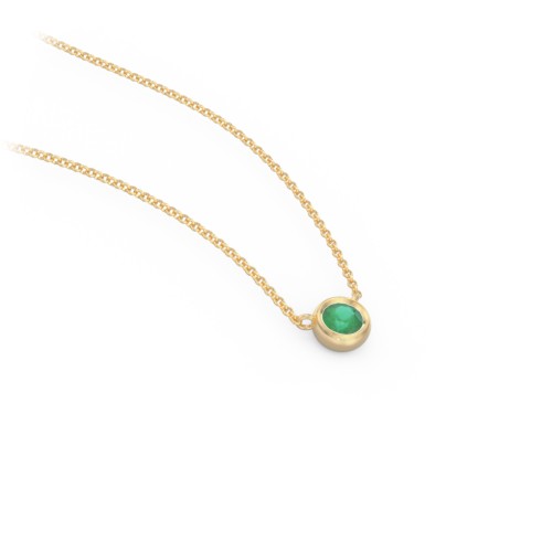 Bezel Set 3mm Gemstone Pendant – 18K Gold Plated Silver with Emerald