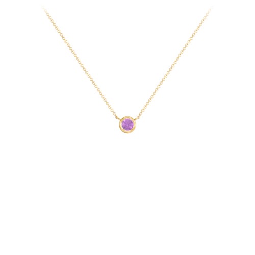 Bezel Set 3mm Gemstone Pendant – 18K Gold Plated Silver with Amethyst