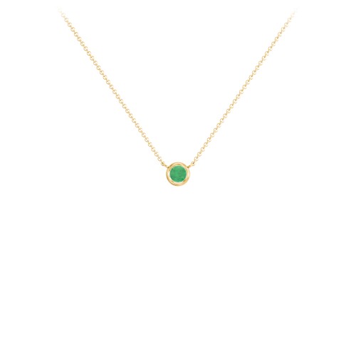 Bezel Set 3mm Gemstone Pendant – 18K Gold Plated Silver with Emerald