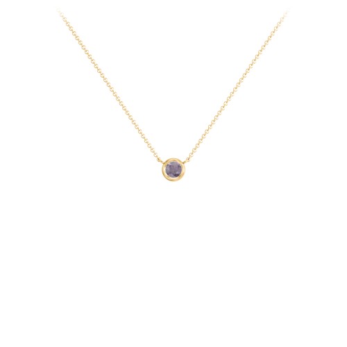 Bezel Set 3mm Gemstone Pendant – 18K Gold Plated Silver with Alexandrite