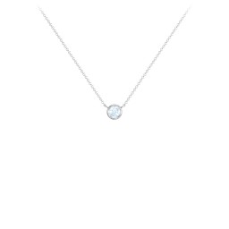 Bezel Set 3mm Gemstone Pendant in 925 Sterling Silver with Aquamarine