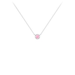 Bezel Set 3mm Gemstone Pendant in 925 Sterling Silver with Pink Tourmaline