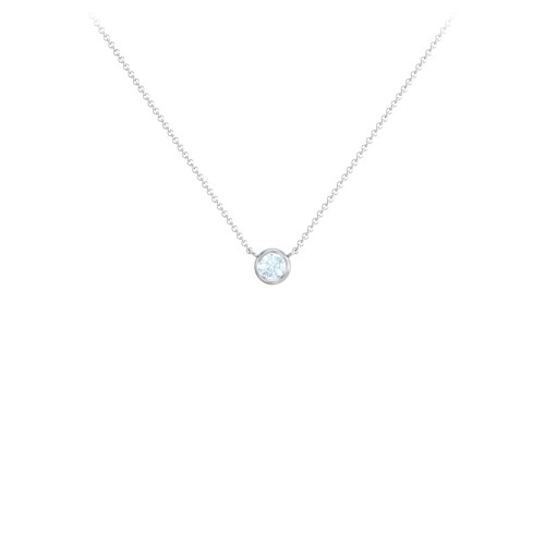 Bezel Set 3mm Gemstone Pendant – Sterling Silver with Aquamarine