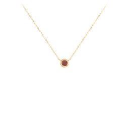 Bezel Set 3mm Gemstone Pendant in 10K Solid Yellow Gold with Garnet