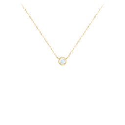 Bezel Set 3mm Gemstone Pendant in 10K Solid Yellow Gold with Aquamarine