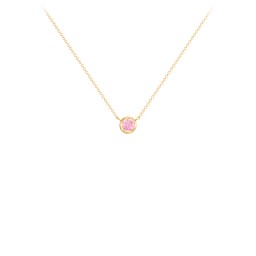 Bezel Set 3mm Gemstone Pendant in 10K Solid Yellow Gold with Pink Tourmaline