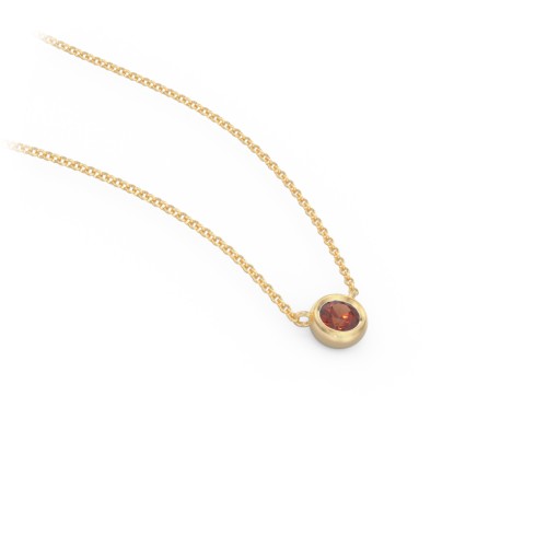 Bezel Set 3mm Gemstone Pendant – 10K Yellow Gold with Garnet
