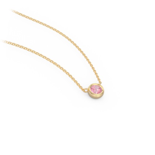Bezel Set 3mm Gemstone Pendant – 10K Yellow Gold with Pink Tourmaline