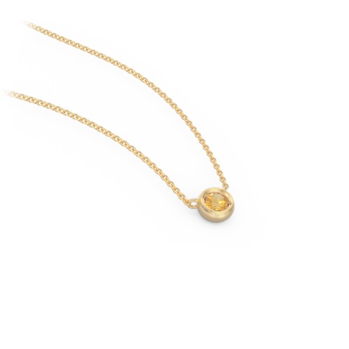 Bezel Set 3mm Gemstone Pendant – 10K Yellow Gold with Citrine