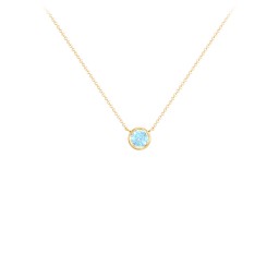 Bezel Set 4mm Gemstone Pendant in 18K Gold Plated Silver with Blue Topaz