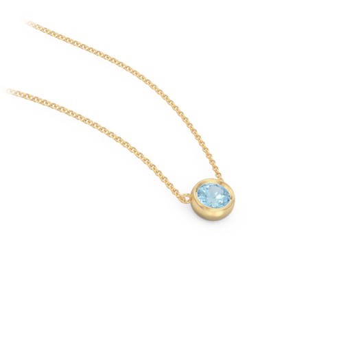 Bezel Set 4mm Gemstone Pendant – 18K Gold Plated Silver with Blue Topaz