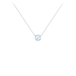 Bezel Set 4mm Gemstone Pendant in 925 Sterling Silver with Aquamarine