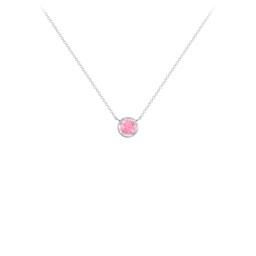 Bezel Set 4mm Gemstone Pendant in 925 Sterling Silver with Pink Tourmaline