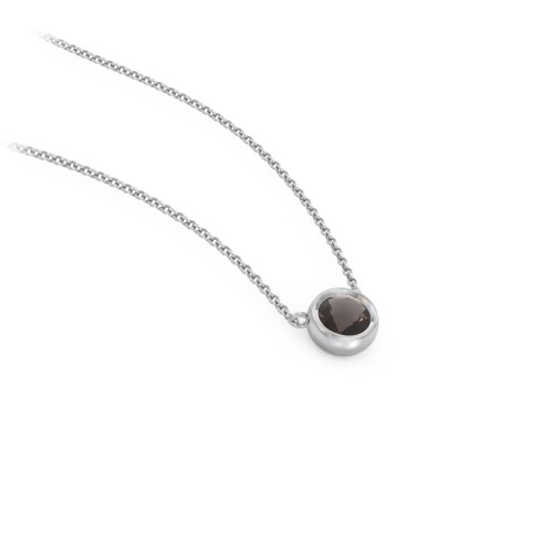 Bezel Set 4mm Gemstone Pendant – Sterling Silver with Smokey Quartz