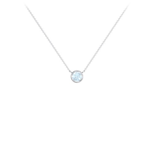 Bezel Set 4mm Gemstone Pendant – Sterling Silver with Aquamarine