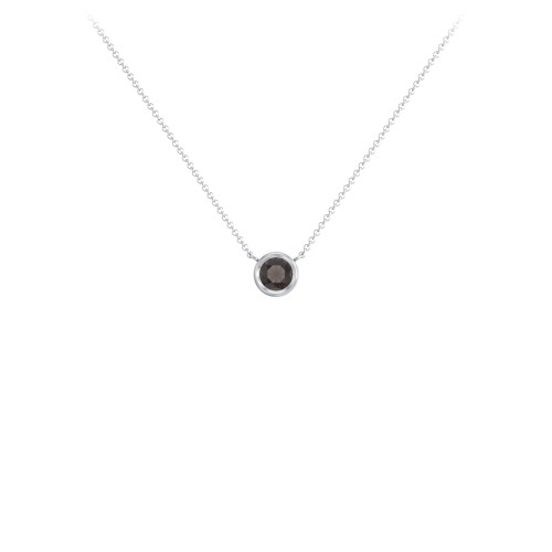Bezel Set 4mm Gemstone Pendant – Sterling Silver with Smokey Quartz
