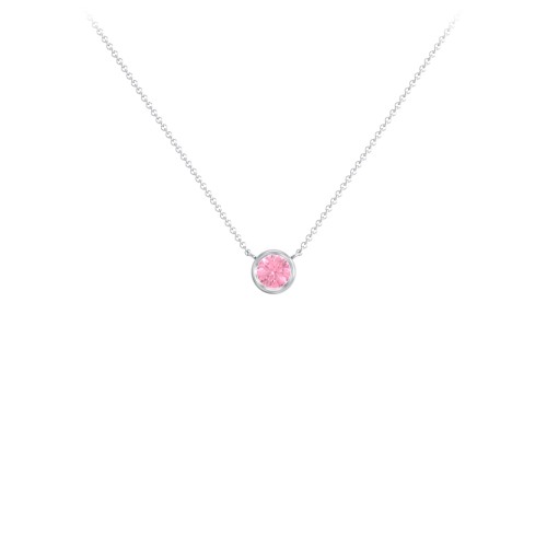Bezel Set 4mm Gemstone Pendant – Sterling Silver with Pink Tourmaline