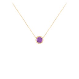 Bezel Set 5mm Gemstone Pendant in 18K Gold Plated Silver with Amethyst
