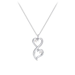 Stacked Hearts Gemstone Necklace in 925 Sterling Silver