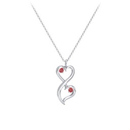 Stacked Hearts Gemstone Necklace in 925 Sterling Silver