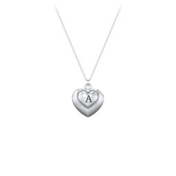 Engravable Nested Hearts Pendant in 925 Sterling Silver