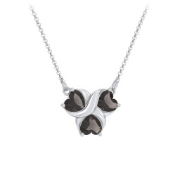 Love and Kisses 3 Gemstone Pendant in 925 Sterling Silver with Smokey Quartz