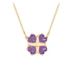 Love and Kisses 4 Gemstone Pendant in 18K Gold Plated Silver with Amethyst