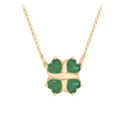 Love and Kisses 4 Gemstone Pendant in 18K Gold Plated Silver with Emerald