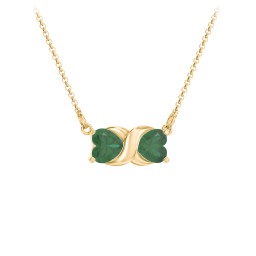 Love and Kisses Gemstone Pendant in 18K Gold Plated Silver with Emerald