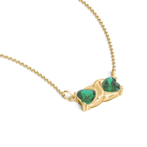 Love and Kisses Gemstone Pendant – 18K Gold Plated Silver with Emerald
