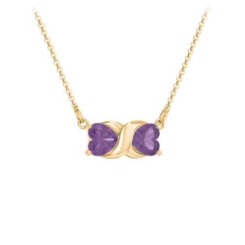 Love and Kisses Gemstone Pendant – 18K Gold Plated Silver with Amethyst