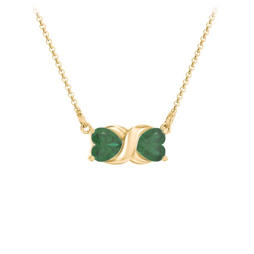 Love and Kisses Gemstone Pendant – 18K Gold Plated Silver with Emerald