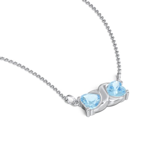 Love and Kisses Gemstone Pendant – Sterling Silver with Blue Topaz