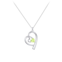 Intertwined Heart In Heart Pendant with Gemstone in 925 Sterling Silver