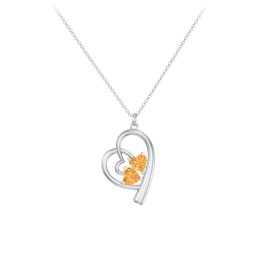 Intertwined Heart In Heart Pendant with 2 Gemstones in 925 Sterling Silver with Citrine