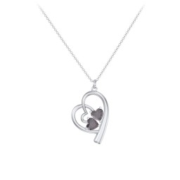 Intertwined Heart In Heart Pendant with 2 Gemstones in 925 Sterling Silver with Alexandrite