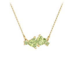 Gemstone Hearts Necklace with Accent Stones in 18K Gold Plated Silver with Peridot