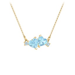 Gemstone Hearts Necklace with Accent Stones in 18K Gold Plated Silver with Blue Topaz