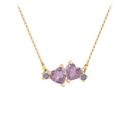 Gemstone Hearts Necklace with Accent Stones in 18K Gold Plated Silver with Alexandrite