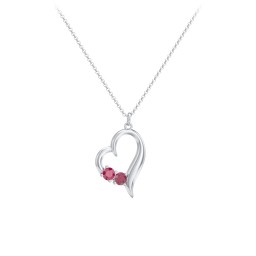 Tilted Open Heart Pendant with Gemstones