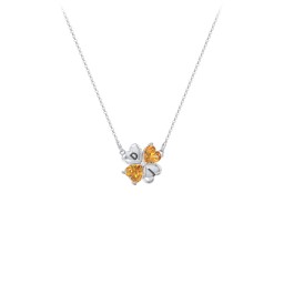 Lucky Clover Hearts And Gemstones Necklace in 925 Sterling Silver with Citrine