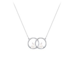 Interlocking Rings Pendant with Heart Gemstones in 925 Sterling Silver
