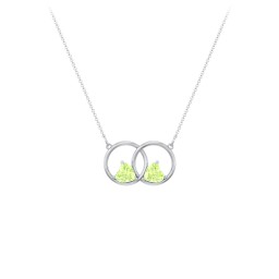 Interlocking Rings Pendant with Heart Gemstones in 925 Sterling Silver