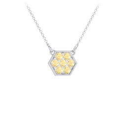 Hexagon Family Birthstone Necklace in 925 Sterling Silver with Citrine