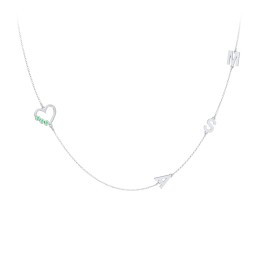 Satellite 3-Stone Heart and Initials Necklace