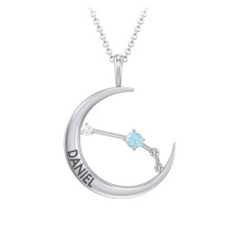 Engravable Aries Constellation Necklace With Gemstone