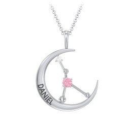 Engravable Cancer Constellation Necklace With Gemstone