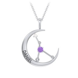 Engravable Cancer Constellation Necklace With Gemstone