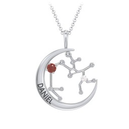 Engravable Sagittarius Constellation Necklace With Gemstone